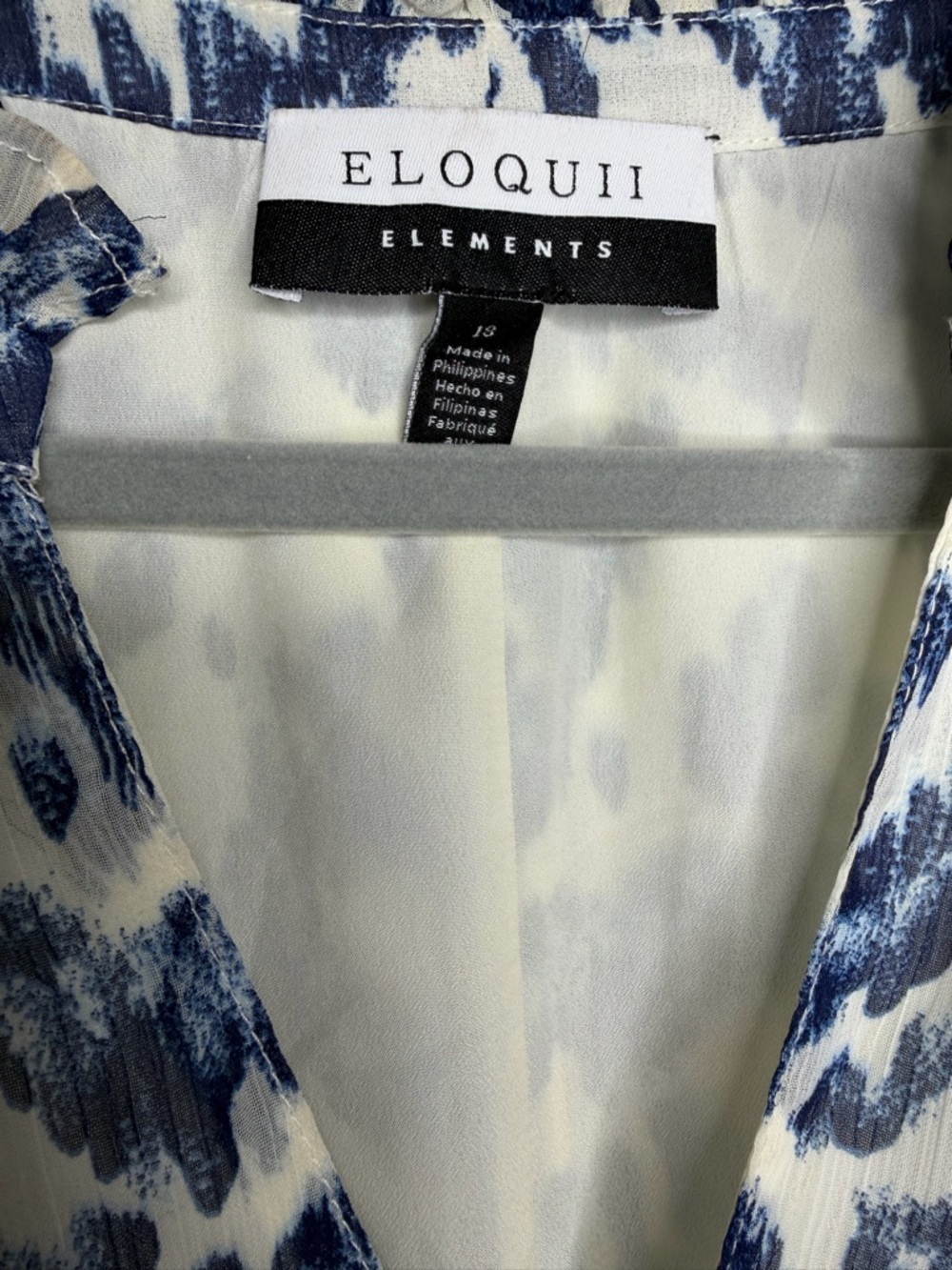 ELOQUII Elements Sleeveless Ruffle Trimmed ANIMAL IKAT BLUE Size 18 - Picture 8 of 13